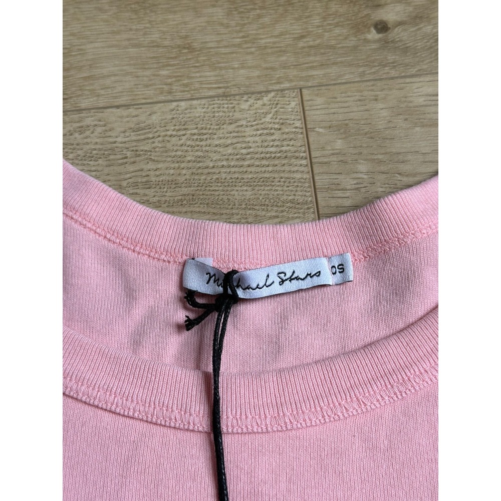 NWT Michael Stars cassie thin binded tank top 1x1 cotton pink grapefruit sz OS - Picture 4 of 7
